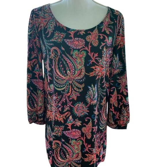 Black Multi Colored Light Weight Mini Dress Size Medium by SAGE NWT - Picture 1 of 5